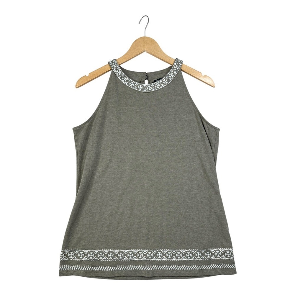 Adrianna Papell Sleeveless Embroidered Detail Blouse size‎ Medium Brown